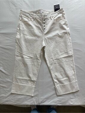 Ava & Viv Womens Plus Size 22 White High Rise Straight Leg Button Fly Jeans NWT